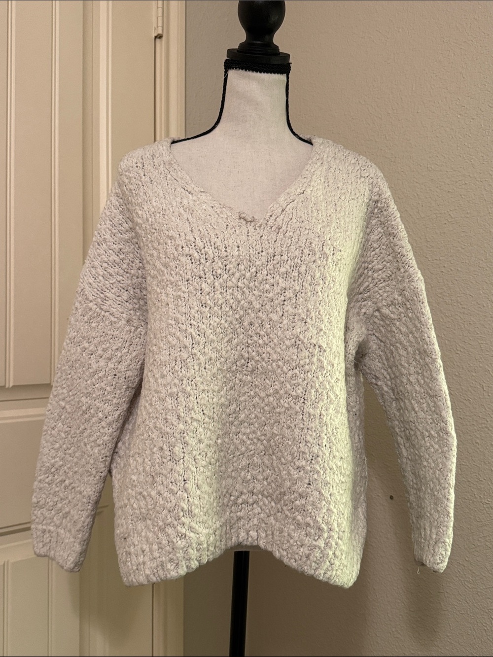 Altar'd State Cream Chunky V-Neck Sweater